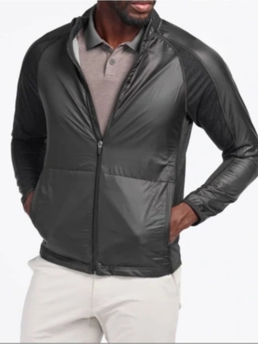 Rhone Tech Terry Water Repellant Full Zip Jacket Black Mens Size Large